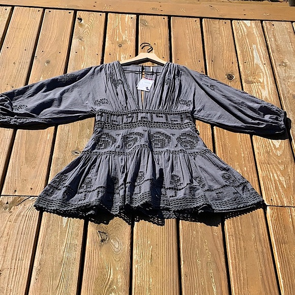 Free People Dresses & Skirts - Free People Tea Time Embroidered Cutout Mini Dress